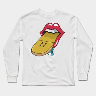 Glossy red lips skateboard tongue Skateboarding Long Sleeve T-Shirt